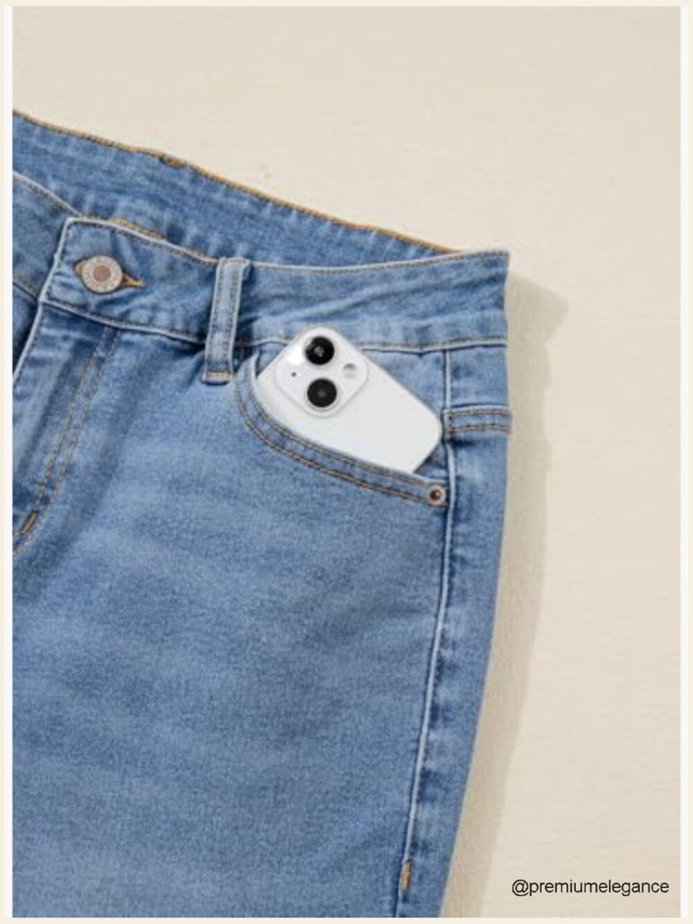 High Waisted Stretchy Cropped Skinny Jeans - Capri Pants with Pockets - Picture 4 of 7